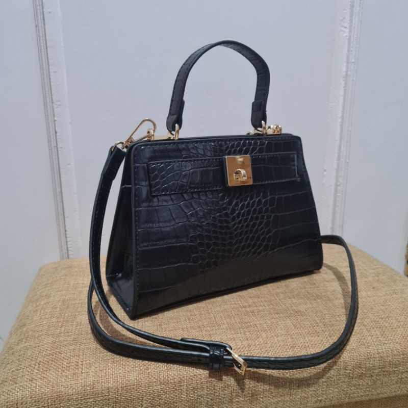 tas croco and brown bag tas jinjing MNG top handle crossbody