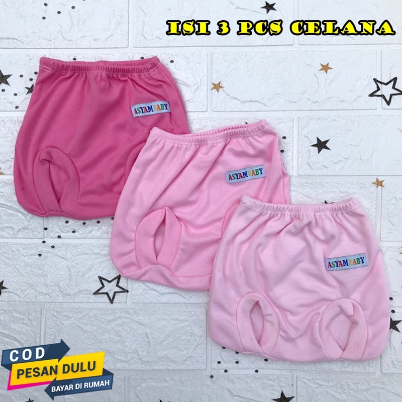 3 PCS Celana Pop PINK Bayi Celana Kacamata Newborn Perempuan Pink DNW Baby