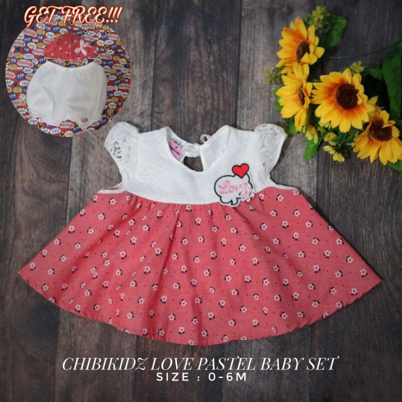 Baju Bayi New Born / Dress Bayi Chibikidz Love Pastel Baby Set