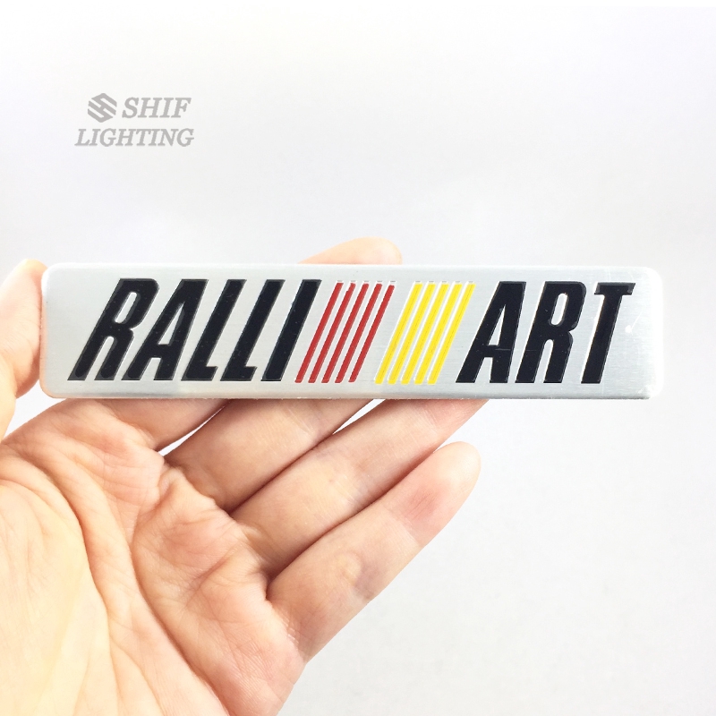 1Pcs Stiker Emblem / Badge Motif Logo RALLIART Bahan Aluminium untuk Mobil Mitsubishi