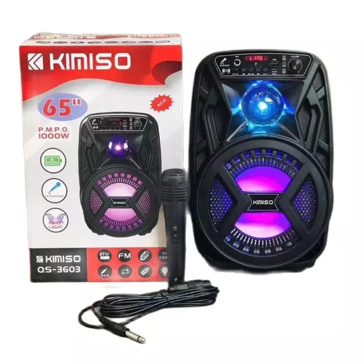 Speaker Bluetooth 6.5" Karaoke Portable KIMISO QS 3603+ Free Microphone