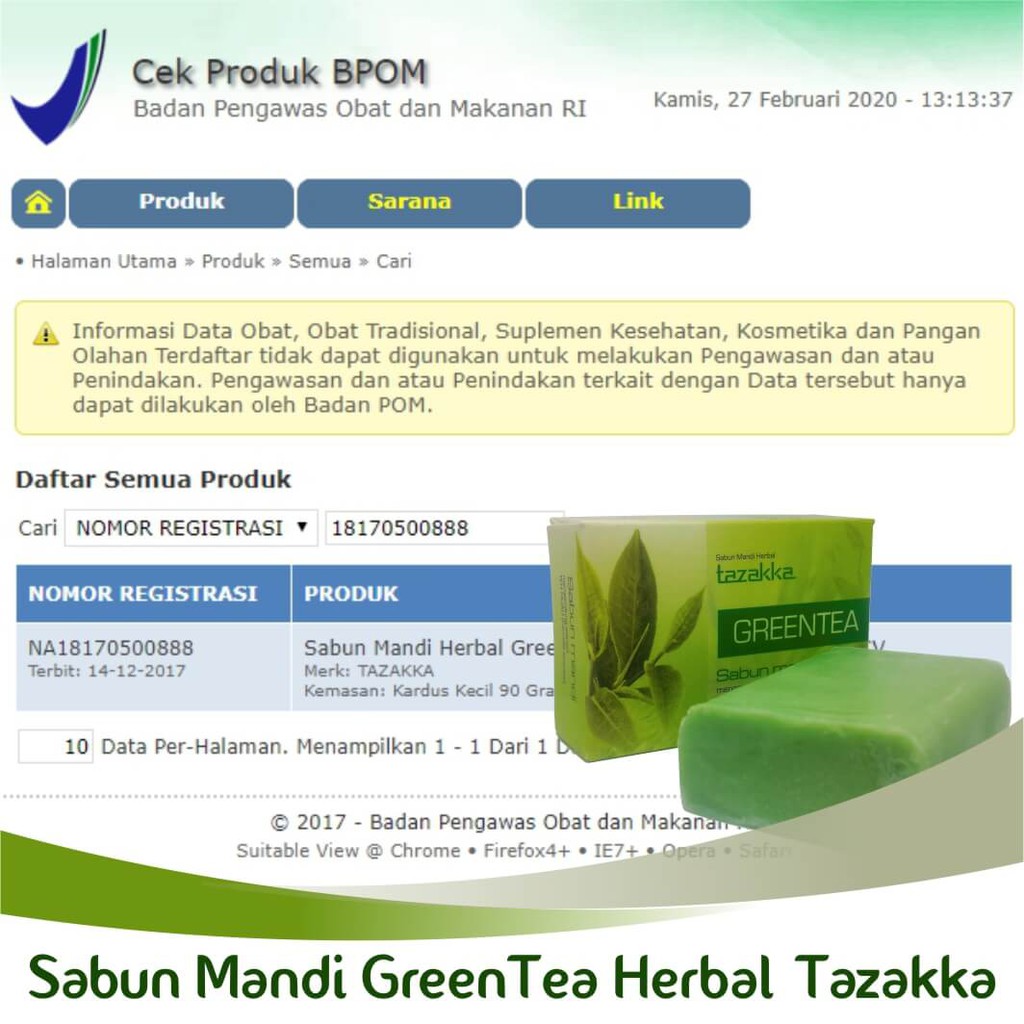 Sabun Mandi GREENTEA Tazakka Original HALAL BPOM Original