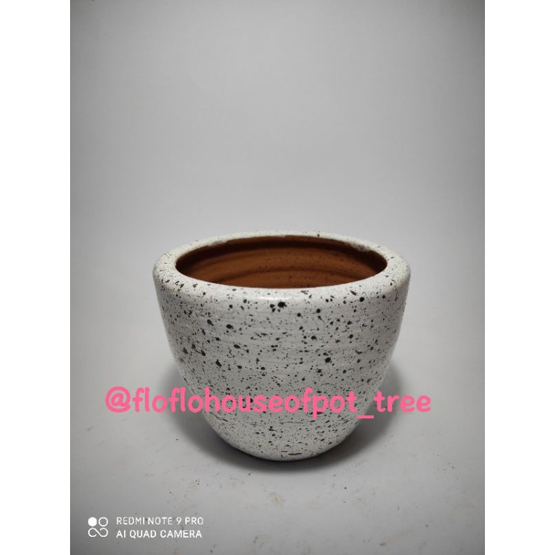 pot gerabah marble sukulen kaktus terakota marble putih diameter 11cm