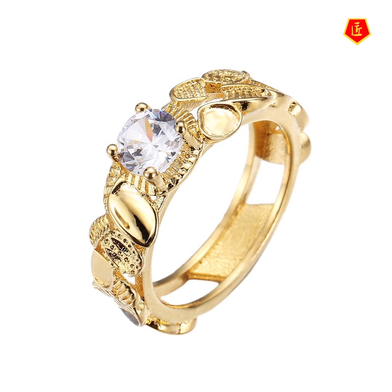 [Ready Stock]18K Gold Romantic Couple Ring Personality Creative