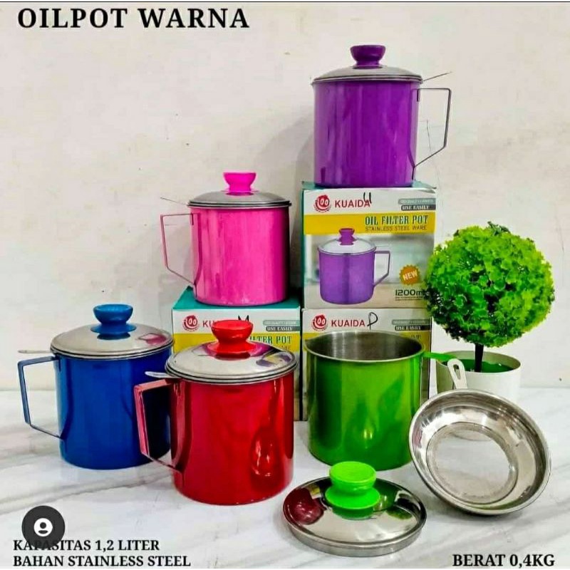 Oil pot warna / oil pot / penyaring minyak / saringan minyak 1200ml