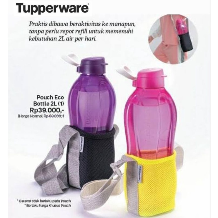 Tupperware Pouch Eco Bottle 2 Liter (1 Pcs) - Black // Tas Selempang Tali Jinjing Travel Sarung Botol Air Minum