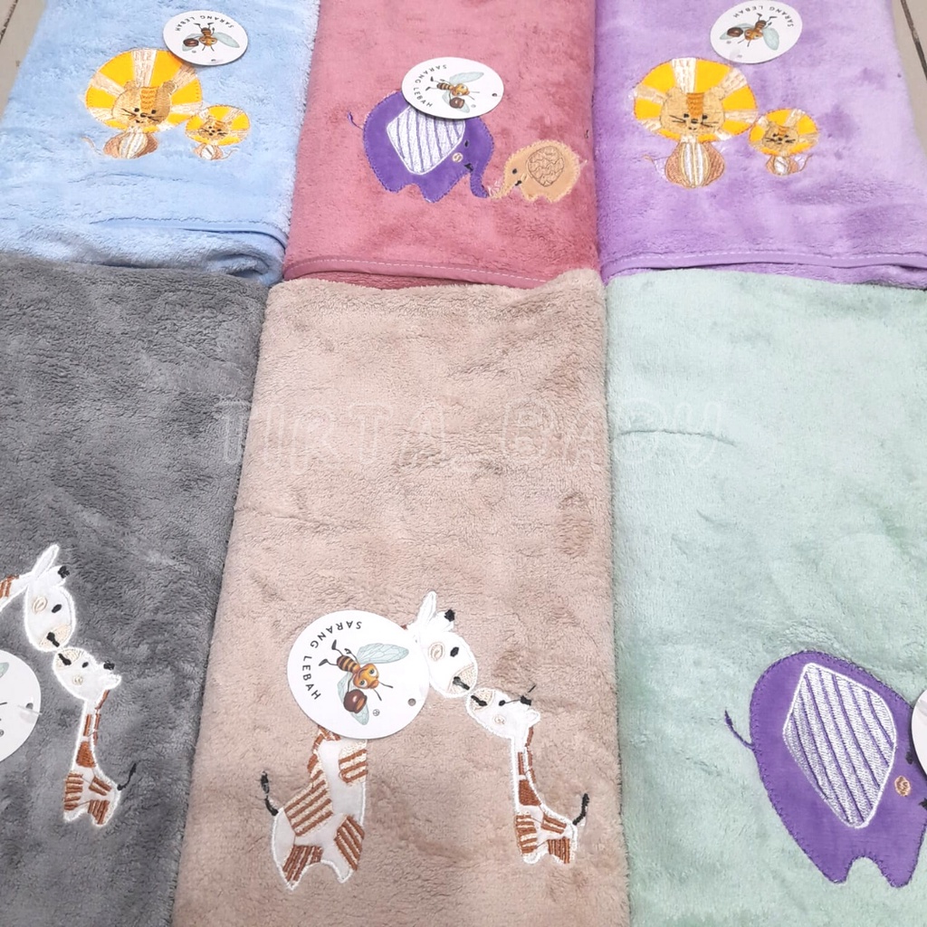 Handuk Mandi Bayi Microfiber Bordir Ukuran Tanggung (50 X 100 cm)