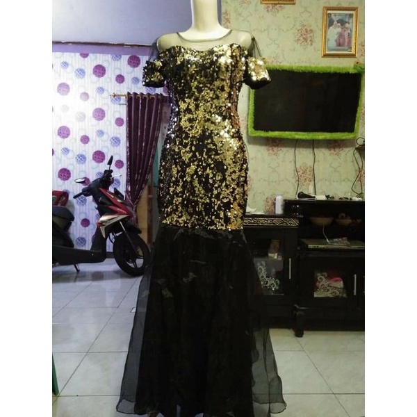 gaun blink blink gold black