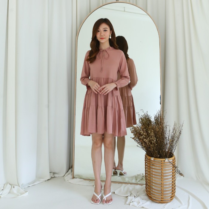 V938 Gina Dress - 4 COLOR & 2 SIZE - Sage Green, M(J4P3) Long Tunik Kekinian casual dress santai mid