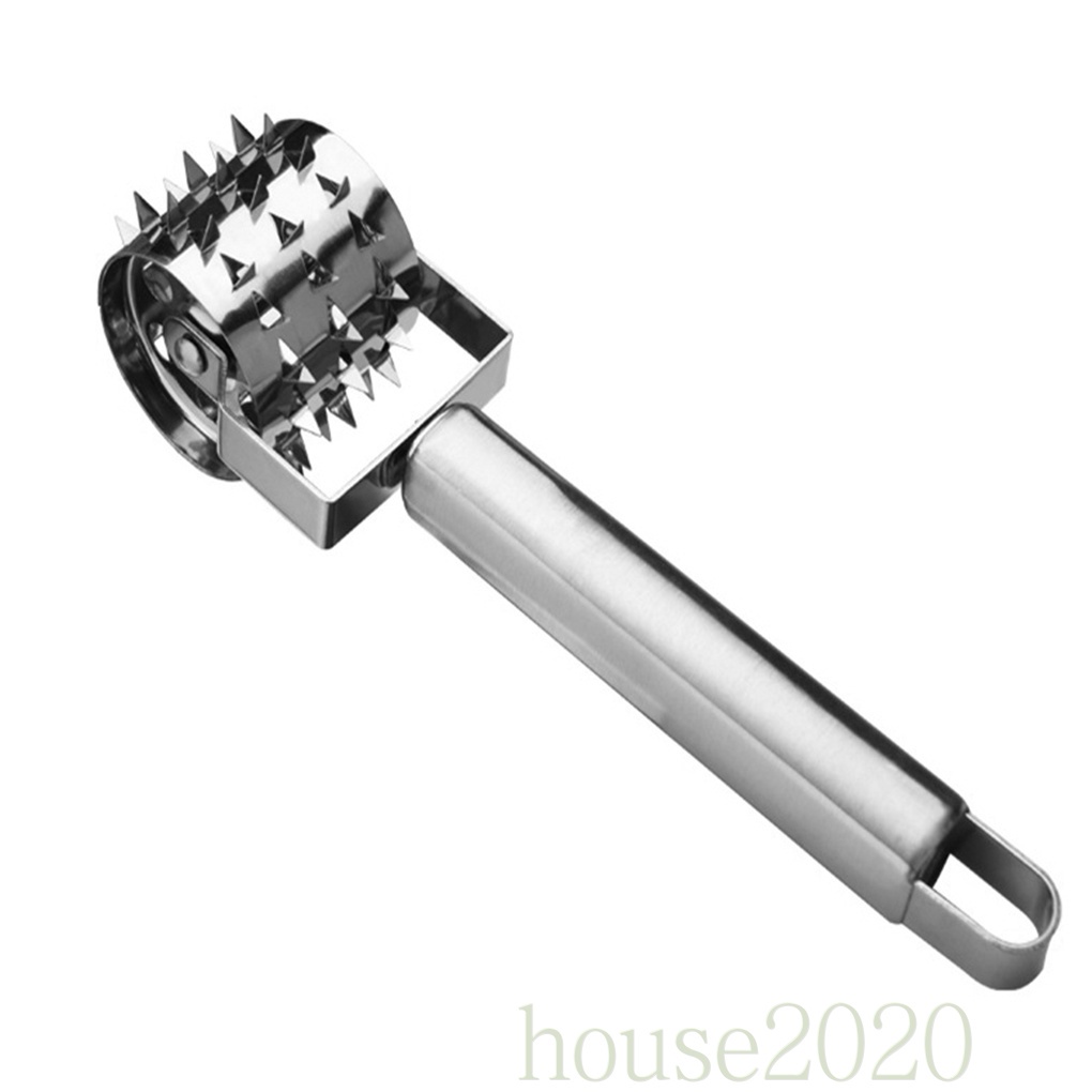 [HOUSE2020]Meat Tenderizer Roller Stainless Steel Rolling Hammer Needle Seasoning Stick for Steak Chicken Pork Beef