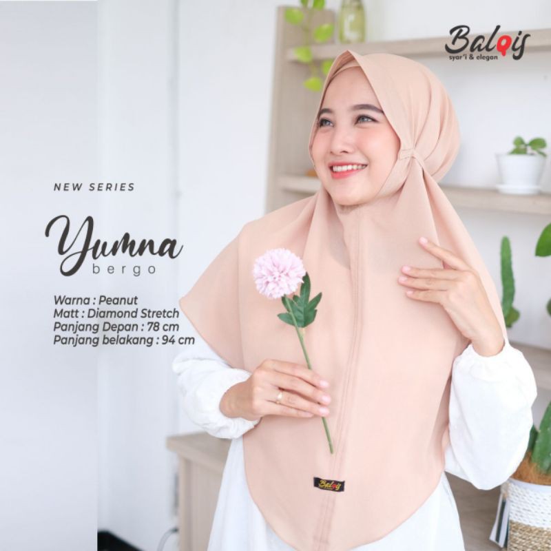 Bergo yumna ori balqis bahan diamond strech-Peanut