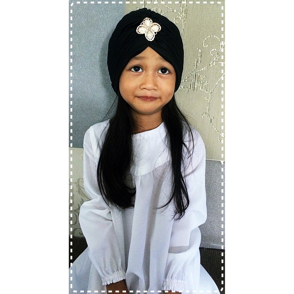 turban anak motif polos aksesoris fashion anak perempuan model muslim/india