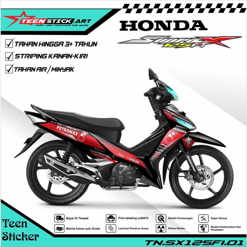 Striping SUPRA X 125 FI- Striping  Variasi  Hologram Chrome Vynil UV Transparant HONDA SUPRA X 125 F