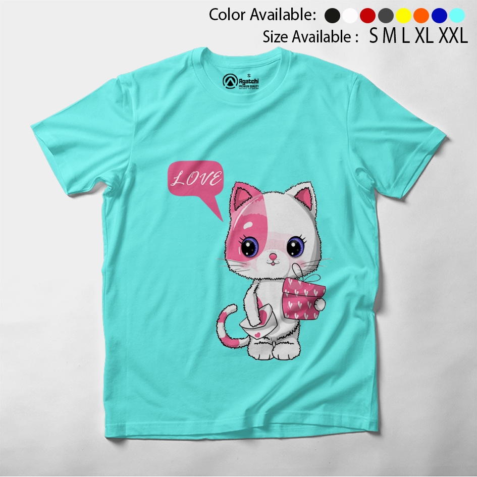 Kaos Atasan Anak Perempuan / Baju Anak Distro Cat Love Kucing Lucu