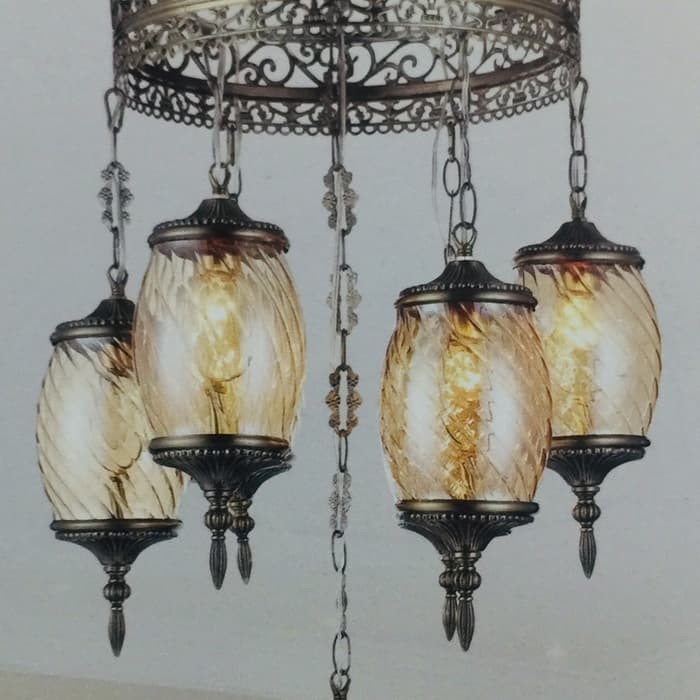 LAMPU GANTUNG HIAS KLASIK 6+1 LAMPU RUANG MAKAN DAN KELUARGA