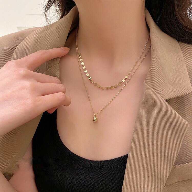 Kalung Lapis Ganda Bahan Metal 18K Gaya Korea
