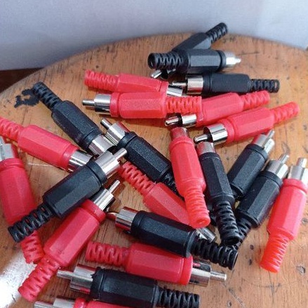 Jack RCA plastik/PVC merah hitam jantan audio