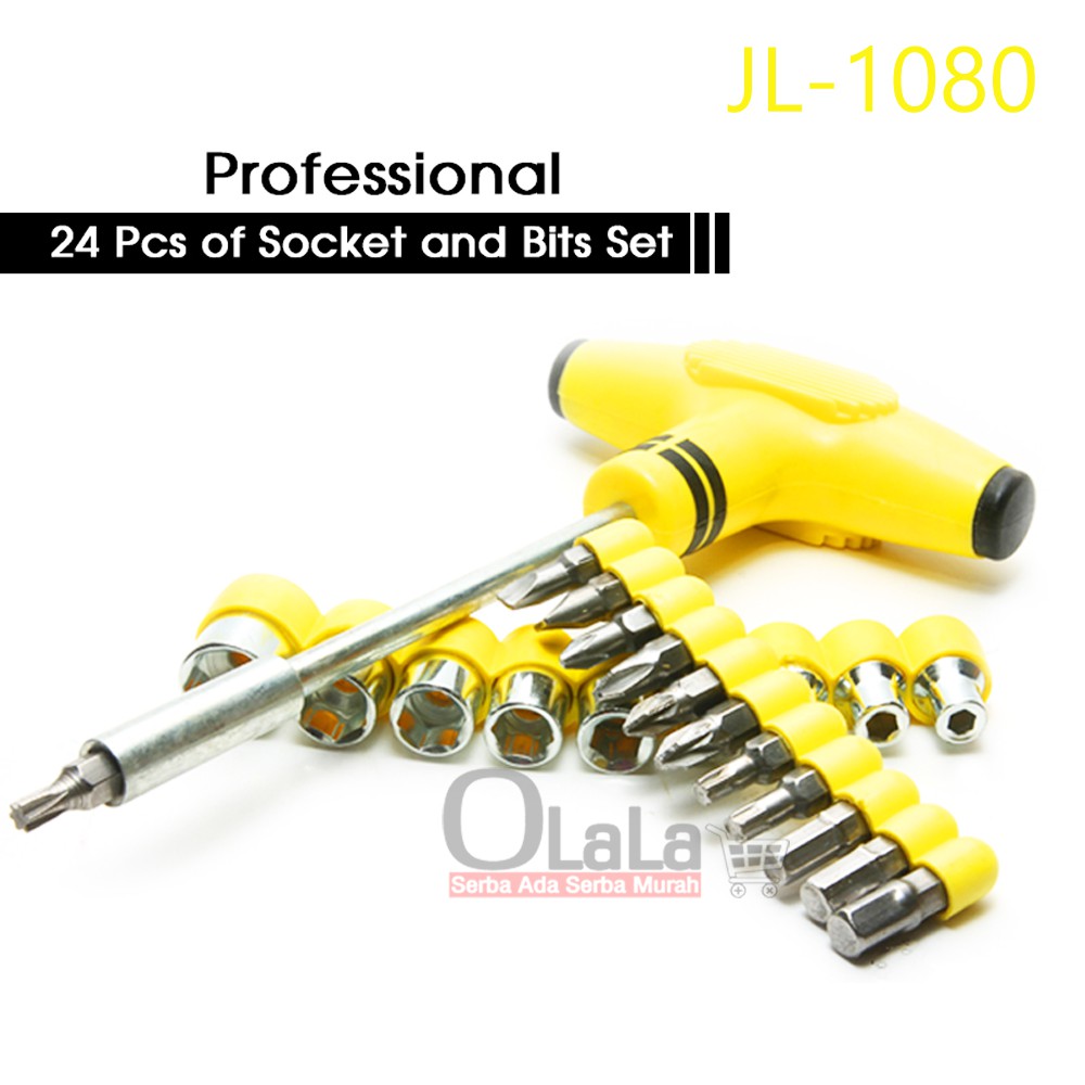 Obeng Kunci Sock T Plus Palu 20 in 1 Screwdriver Tools - Kuning JL-1080