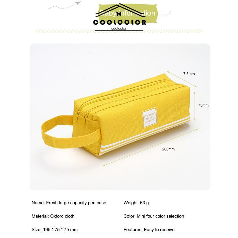 COD Kreatif Double-layer Kapasitas Besar Tas Pena Portabel Tas Alat Tulis Ritsleting Kain Oxford Sederhana- cl
