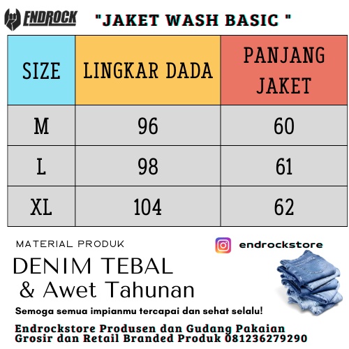 Jaket jeans wash slim fit basic polos