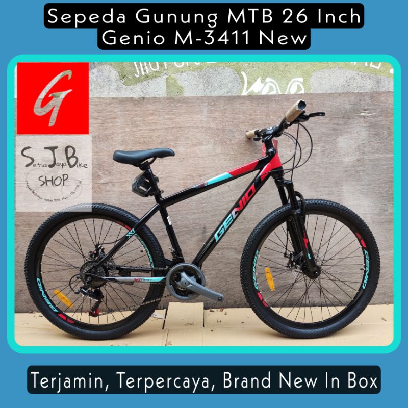 Sepeda Gunung MTB 26 Inch GENIO M3411 New Steel Hi-Ten 3x8 Speed