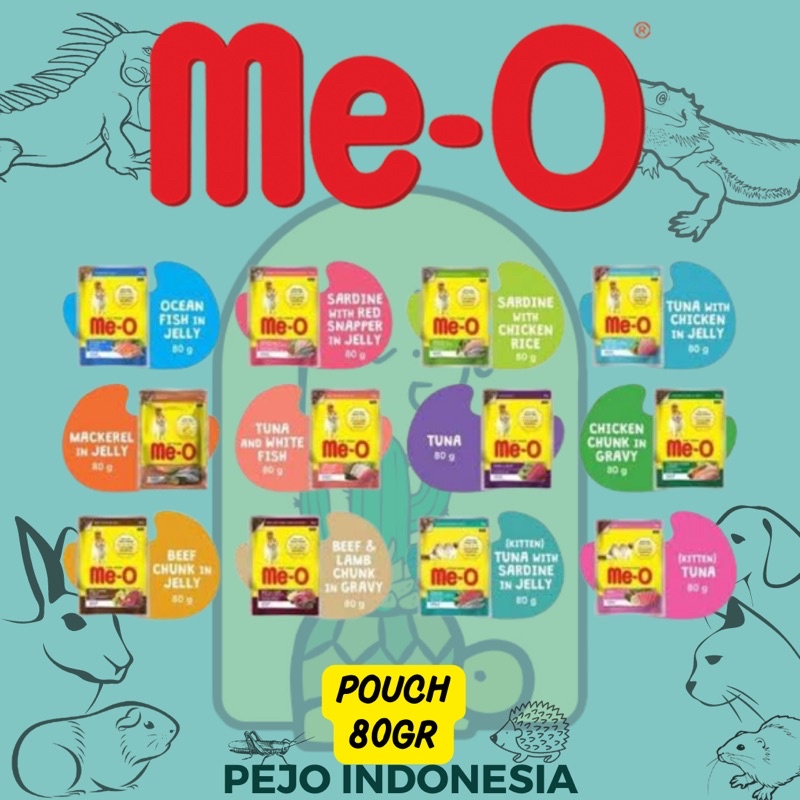 Meo Pouch Wet Food Makanan Kucing Basah Sachet Me-O 80 Gram