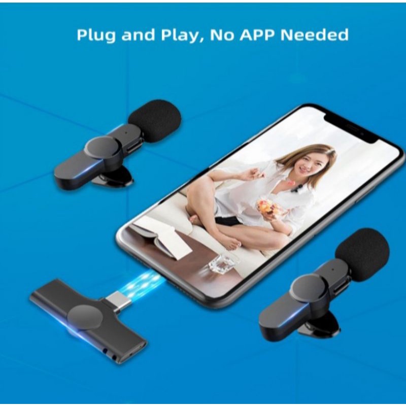 MIC PORTABEL CLIP ON MINI MICROPHONE WIRELESS TYPE IOS/LIGHTING UNTUK NGEVLOG/YOUTUBERS/TIKTOK