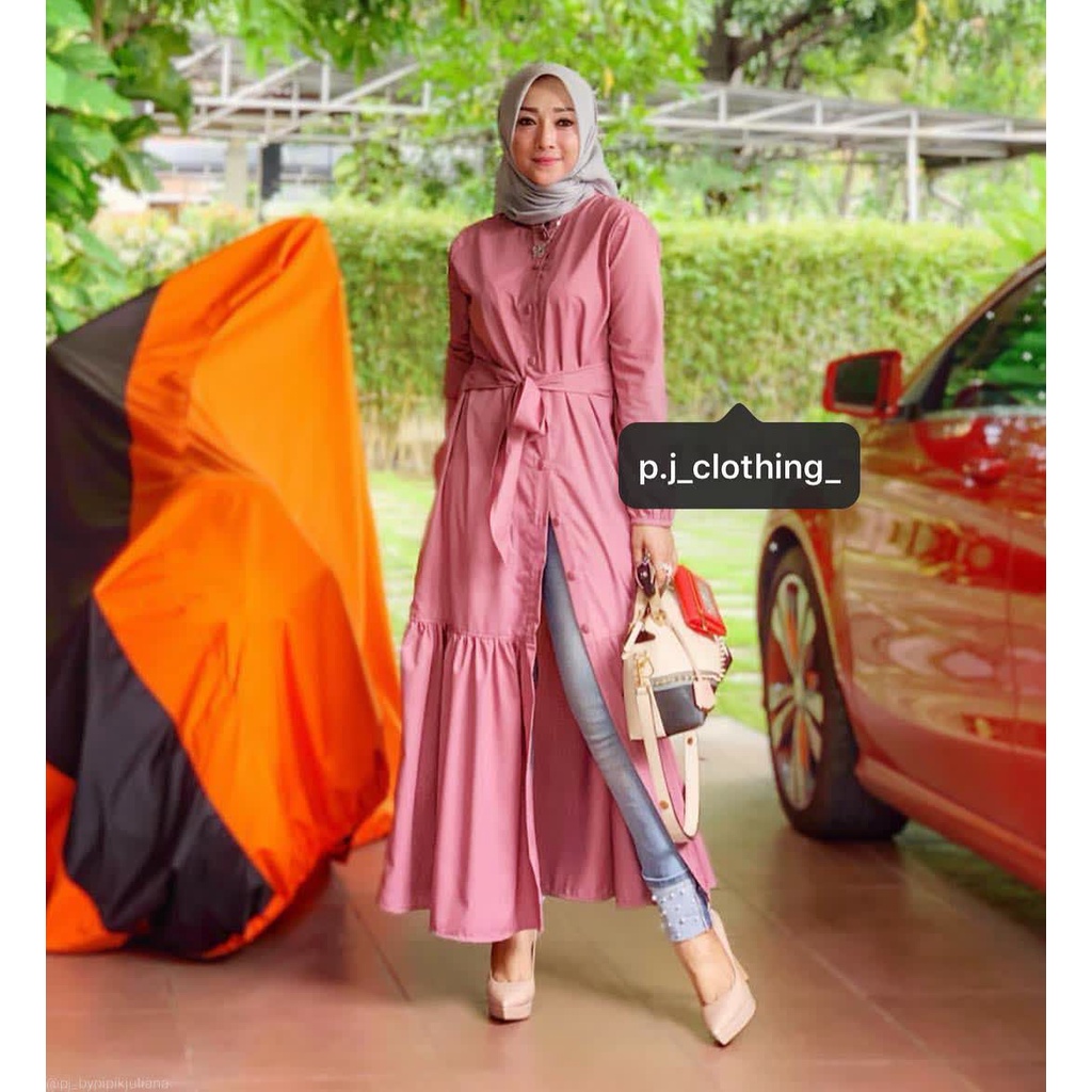 GAMIS MUSLIM WANITA MIDI DRESS / TUNIK POLOS KATUN TOYOBO PREMIUM SENDY BY PIPIK JULIANA