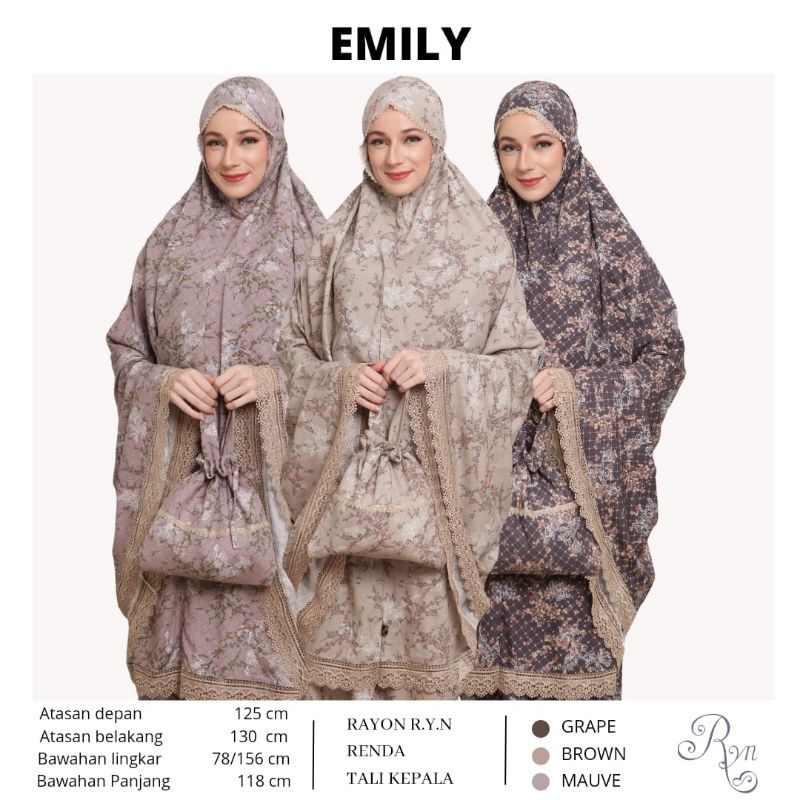 Mukena Rayyan Mukena RYN Mukena Emily Rayon Premium Ori RYN Mukena Jumbo