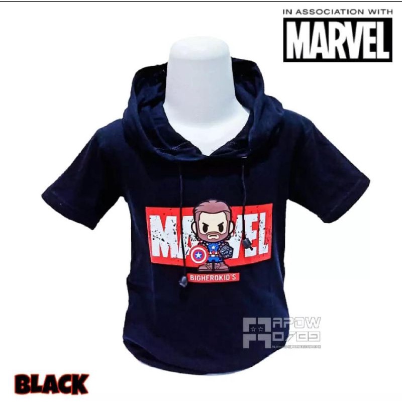 Kaos Hoodie anak marvel sablon real pict | usia 2-10tahun