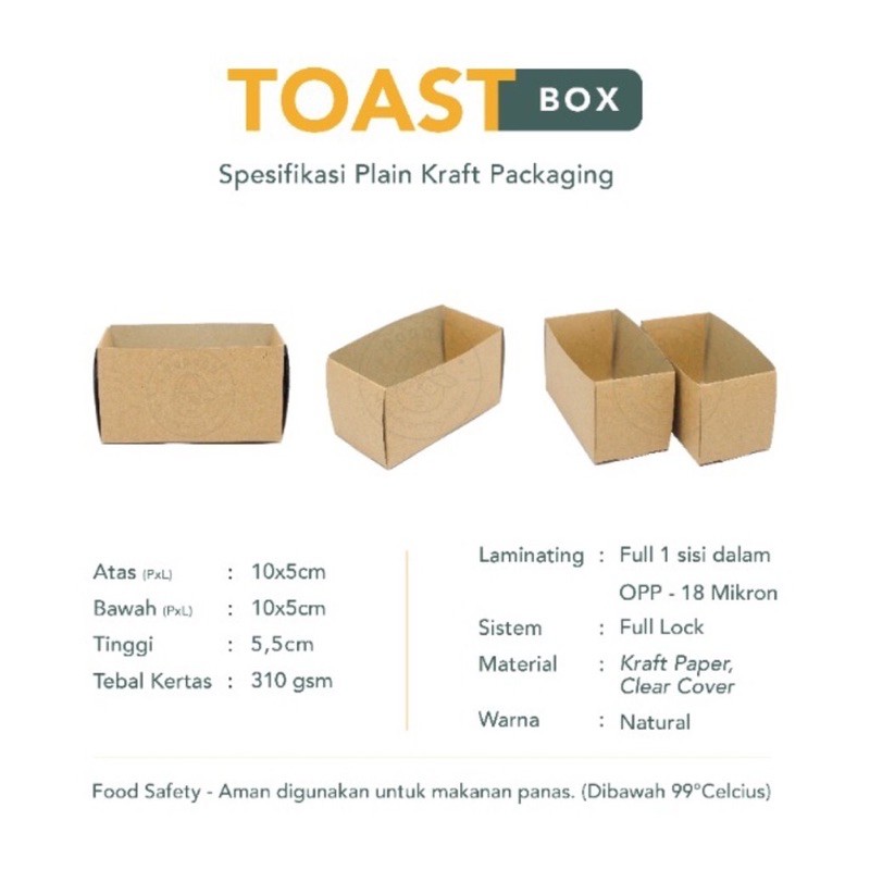 Toast Box Kraft Coklat / Tempat Roti Coklat / Pegangan Roti Toast Coklat / Dus Janji Jiwa Toast