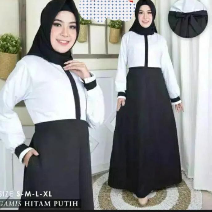 Z@X / BAJU SERAGAM HITAM PUTIH {TUNIK & ROK } SETELAN PNS GAMIS SERAGAM KERJA /Ready