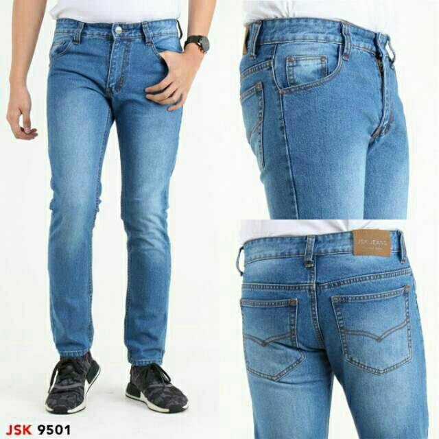  28 38 Celana  Jeans  Pria  Trendy Slim Fit Lurus Big Size 