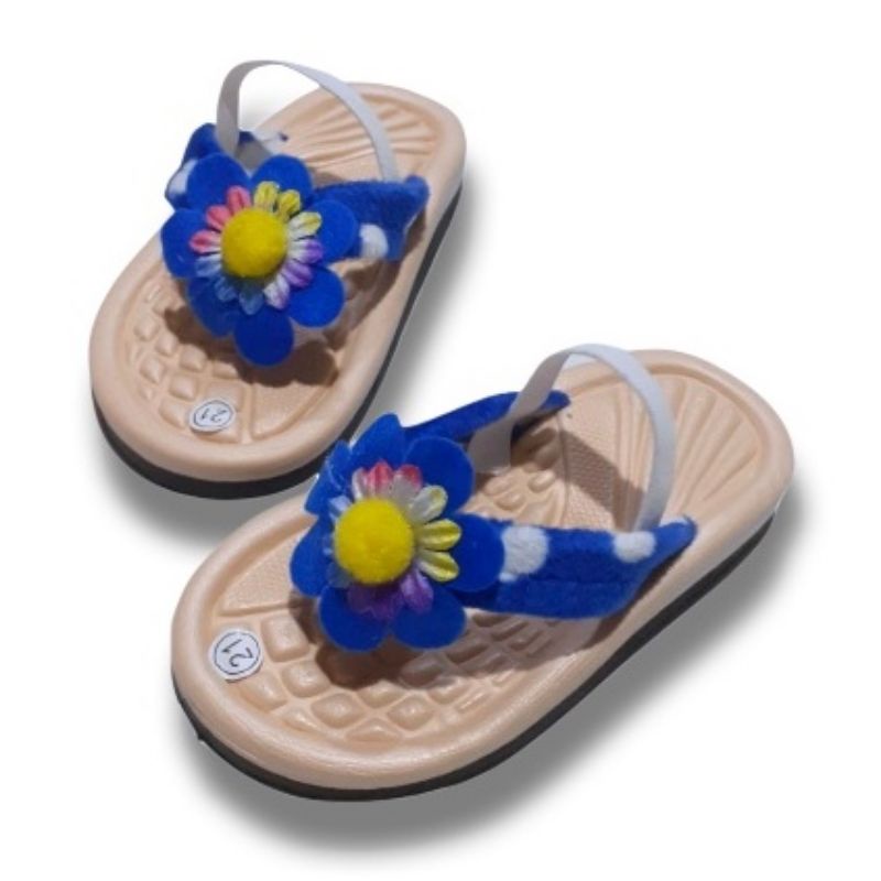 Sandal Jepit Anak Tali Karet Polkadot Bunga