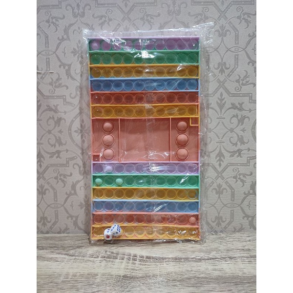 Mainan POP IT 2 PEMAIN super Jumbo rainbow panjang tebal free 2 dadu games anak-4