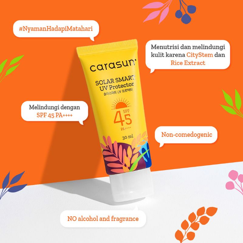 SOLAR SMART UV PROTECTOR SPF 45 PA++++ 30ML SUNSCREEN CARASUN (BPOM)