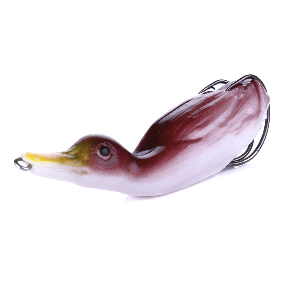 HENGJIA 1PC Fishing Lures Umpan Pancing Bentuk Bebek 6 Warna dengan Kail Treble Soft Frog Fishing Bait Gear Fishing Lure