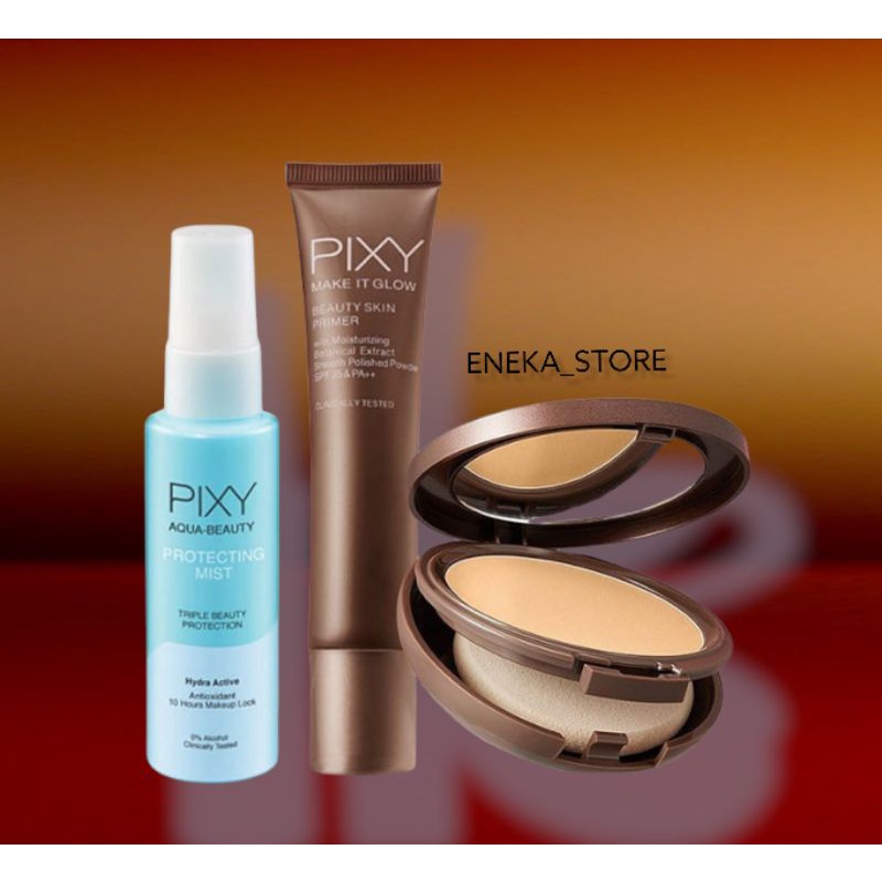 ✦ENEKA✦ Paket Pixy Make It Glow isi 3 pcs (bedak, primer, Protecting mist)