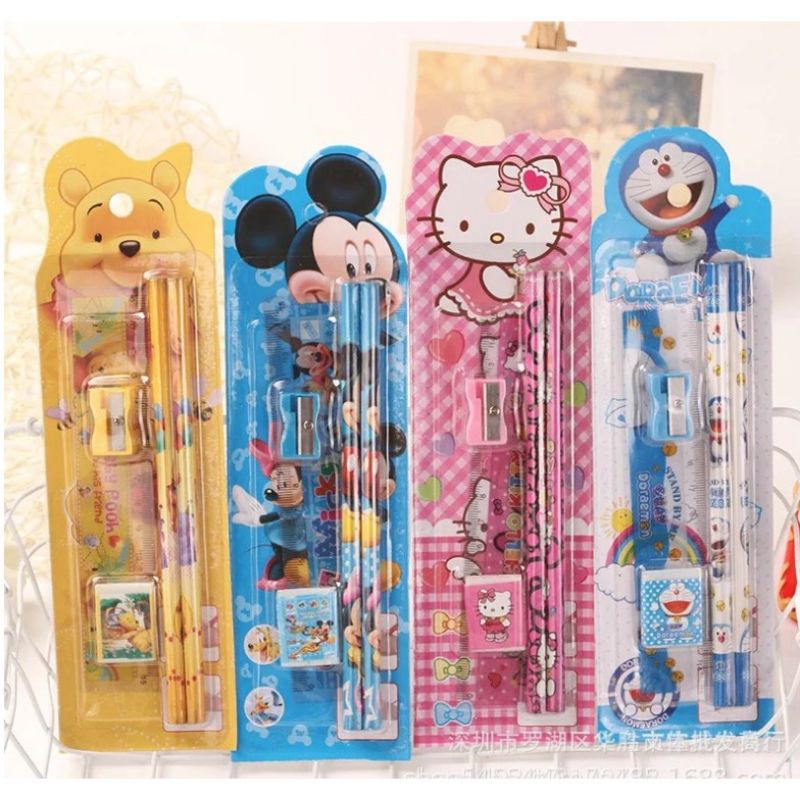 

shineholic⚡MINI STATIONERY SET ALAT TULIS SEKOLAH 5 in 1 KARAKTER LUCU