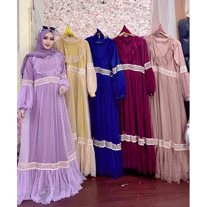 GAMIS ORI BRAND ELZISHA LABEL LEBARAN MODEL TERBARU LENGAN BALON