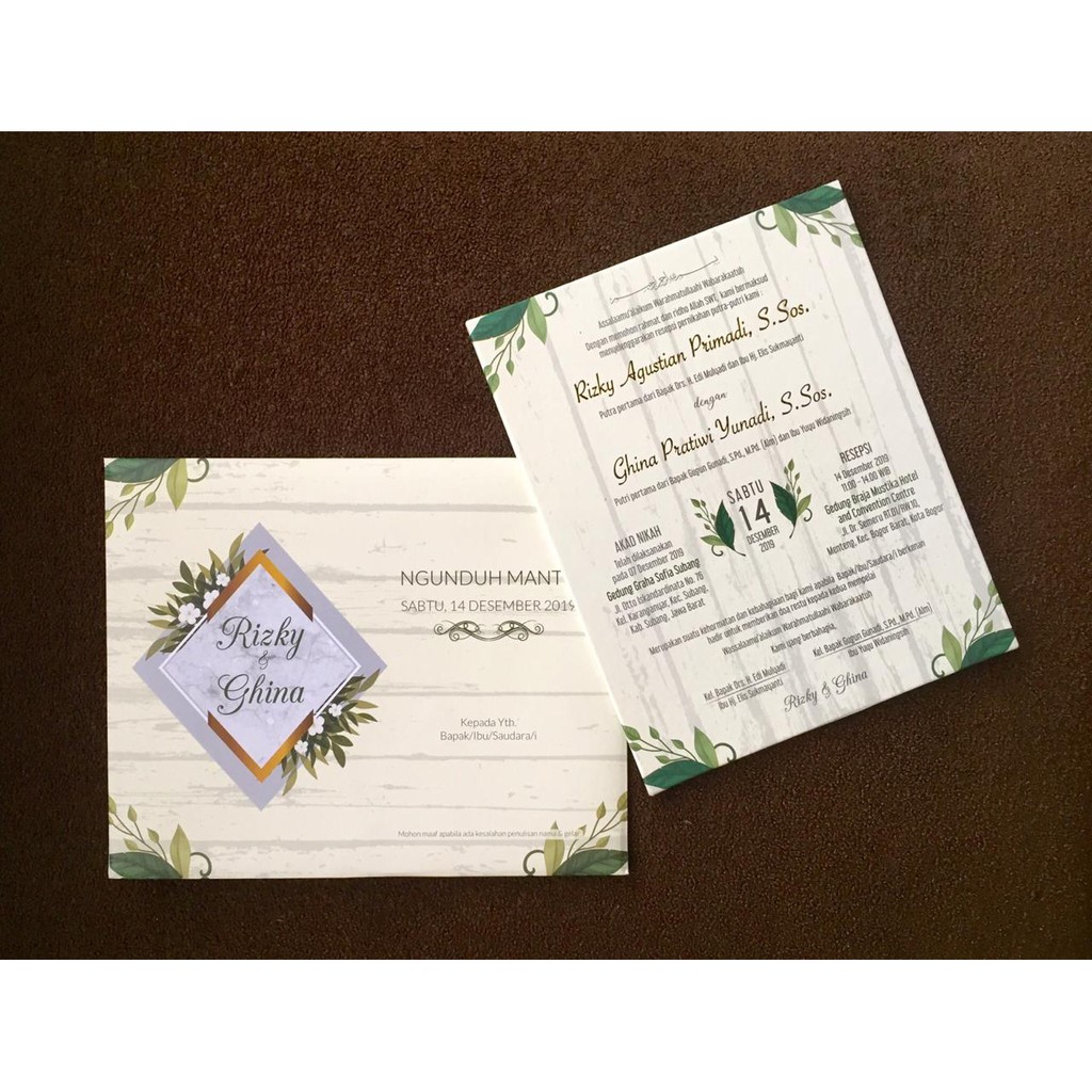 

Wedding Invitation Single Hard Cover With Envelope Big Size