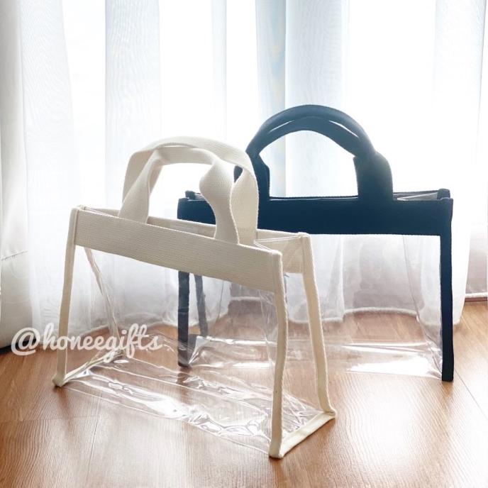 1pcs Tas tote marhen korea pvc mika goodie bag hampers gift transparan TERPOPULER