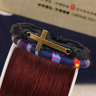 Gelang Tangan Tali Motif Salib Yesus Warna Perunggu  