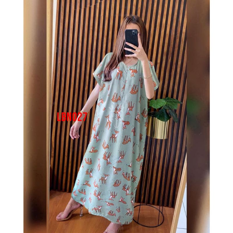 Daster RAYON  BUSUI  HABEL  SEMATA KAKI/SELUTUT  lengan pendek/Asli termurah-Long KIJANG