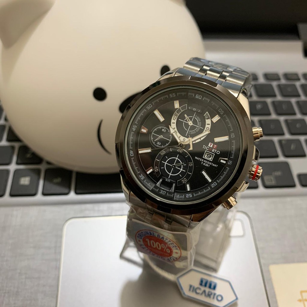 Jam Tangan Pria Ticarto Chronograph Style Jam Tangan Pria Mewah Jam Tangan Original Rantai Stainless