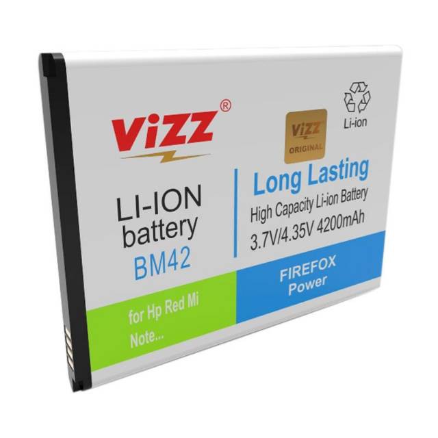 Vizz Double Power Battery Batre Baterai Vizz Xiaomi Redmi Note 1 BM-42 BM42 BM 42