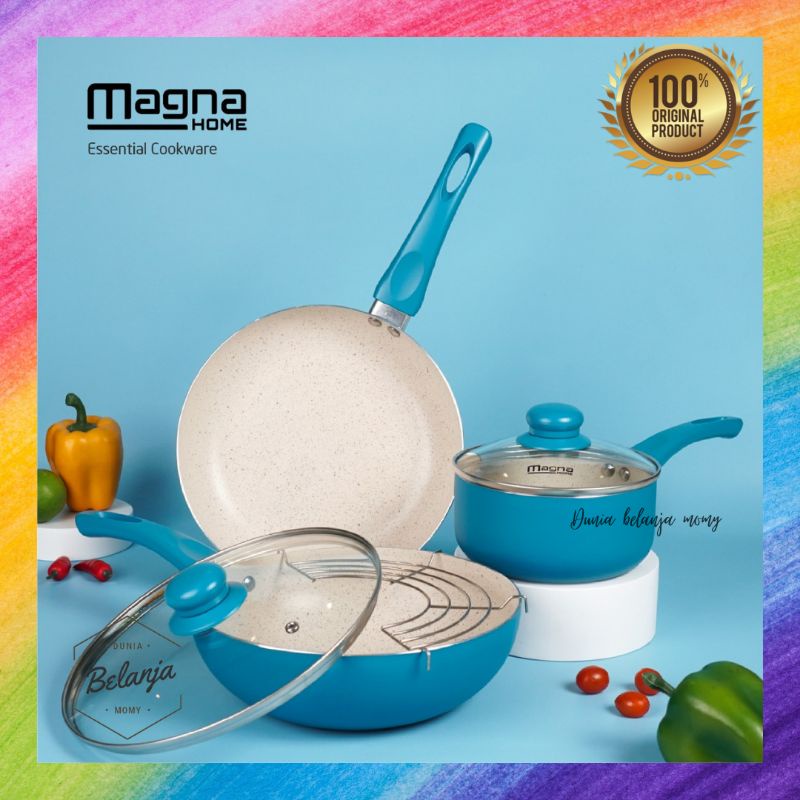 Alat Masak Magna Essential Cookware Set Biru Anti Lengket