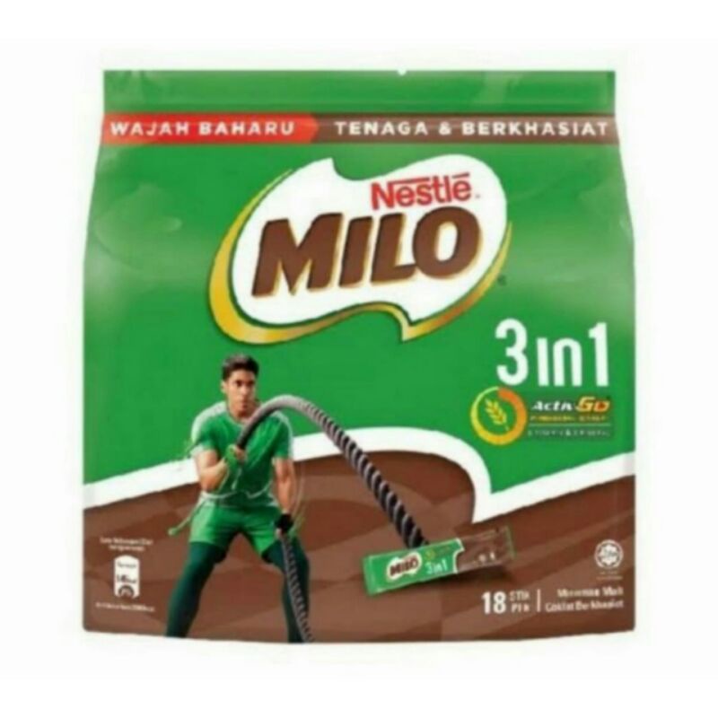 Milo 3in1 isi 18 stik / milo malaysia / minuman coklat / milo sachet