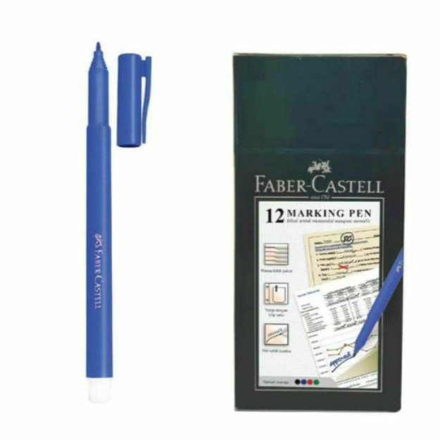 

Faber-Castell Marking Pen New Combine Blue Ink / Spidol kecil faber castell warna biru / Spidol kecil Biru Faber Castell Promo / Marking pen biru Faber Castell Promo