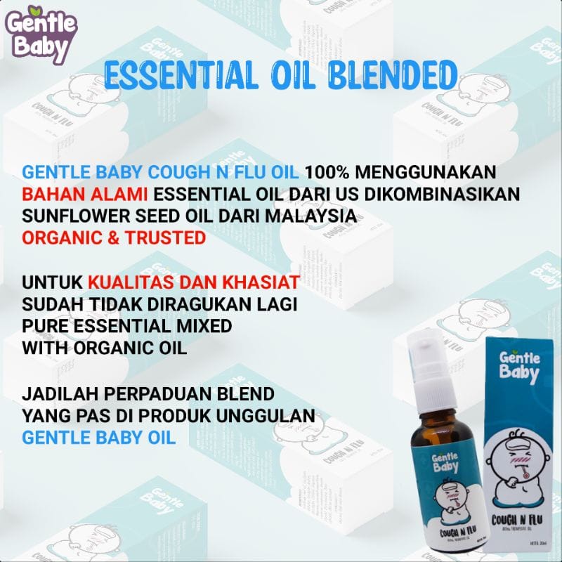 GENTLE BABY COUGH AND FLU / MINYAK TELON / ESSENTIAL OIL AROMATHERAPY / OBAT PILEK BATUK DAN FLU ANAK BAYI / MINYAK TELON PERAWATAN KESEHATAN